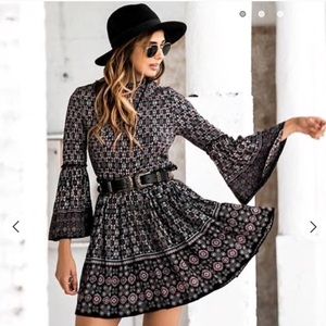 NWT Stretchwaist Purple Pattern Dress